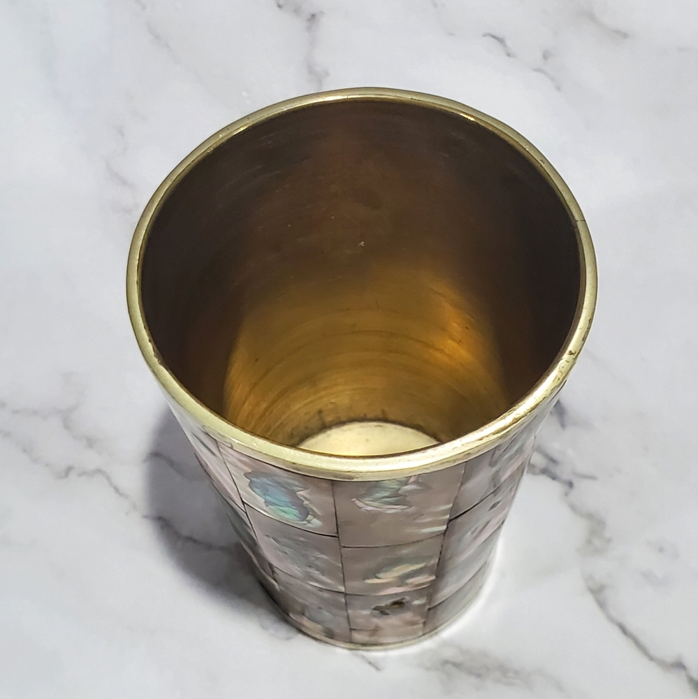 Mid-Centry Mexican Mother of Pearl Abalone Tumbler - Picture 2 of 7